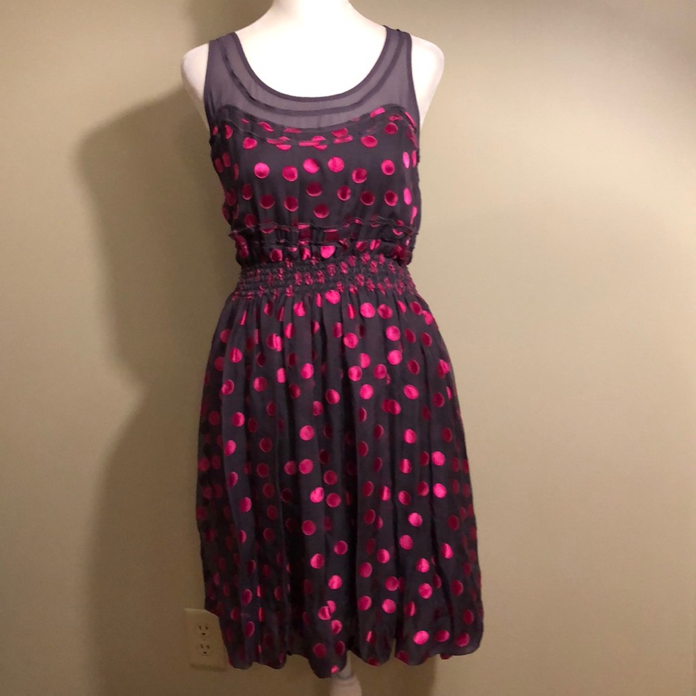 Andrew Marc Black and Pink Polka Dot Dress